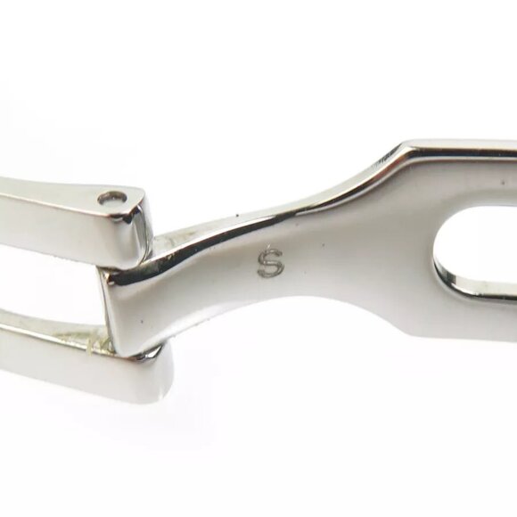 Auth GUCCI Interlocking G Bracelet Green/Silver Leather/Stainless Steel h30825f - Picture 8 of 9